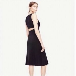 Ann Taylor Knit Stretch Dress Sz XSP Black Cut Out Back LBD Career Cocktail